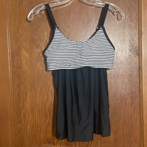 Zaful Tankini Top Black White Striped Solid NWT Small - Picture 1 of 8