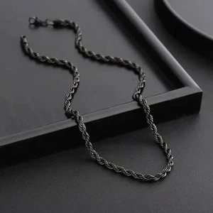 Collar de moda estilo cadena negra de acero titanio para hombre - Imagen 1 de 5