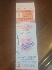 dave giusti signed ticket stub autographed 1974 nlcs playoffs game 4 #4 dodgers - Picture 1 of 2