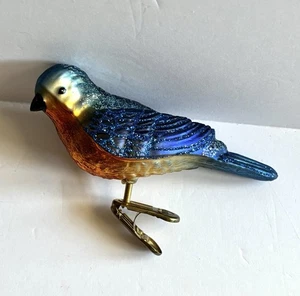 OWC Old World Weihnachten Western Bluebird mundgeblasenes Glas Clip auf Ornament & Box 4,25 - Bild 1 von 13