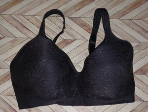 Women's Bali Lined Wire Free Bra Size 34DD Black Wireless - Picture 1 of 3