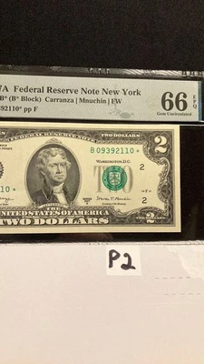 RARE - $2-2017A New York District (𝐵) $2 star notes! Graded PMG-EPQ-66! - Image 1 of 4
