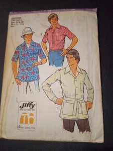 Button Up Shirt 7362 Vintage Simplicity Sewing Pattern Mens 1970s Size 38 & 40 - Picture 1 of 3