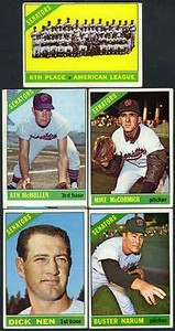 WASHINGTON SENATORS~1966 TOPPS BASEBALL 5-CARD LOT~MIKE McCORMICK,McMULLEN,NUN