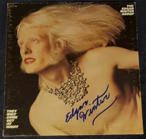 EDGAR WINTER SIGNED RECORD TITLED THEY ONLY COME OUT AT NIGHT FRANKENSTEIN PROOF - Picture 1 of 3