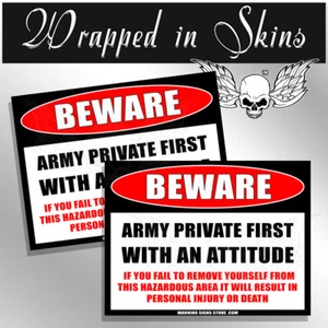 Army Private First with an Attitude lustige Aufkleber 2er-Pack Abziehbilder 4" breit - Bild 1 von 1