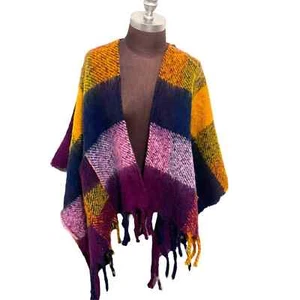 JENNI Buffalo Plaid Pocket Kimono Wrap Multicolored One Size New with Tags - Picture 1 of 6