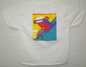 ER Schreibmaschine Pushing Uphill cool bunt Comic Grafik Kunst T-Shirt XL weiß - Bild 1 von 6