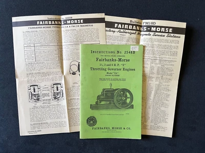 1922 FAIRBANKS MORSE 1 1/2, 3, 6 H.P.Z MOTORES GOVERNADOR - INSTRUÇÕES Modelo ZA - Imagem 1 de 3