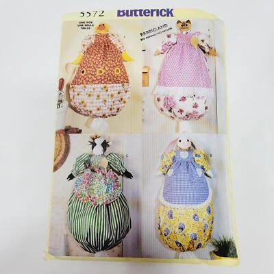 Butterick 5572 Crafts Sewing Pattern Animal Plastic Bag Holders - Image 1 of 3