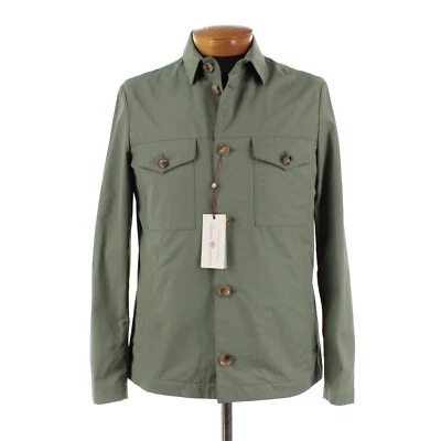 Sobrecamisa Luciano Barbera Nueva con Etiquetas Mezcla de Algodón Talla 52 (L EE. UU.) en Verde Sólido Foto 1 de 4