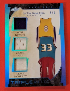 KOBE BRYANT GAME USED JERSEY CARD #5/5 TRACY MCGRADY GRANT HILL 2022 LEAF LAKERS - Picture 1 of 2