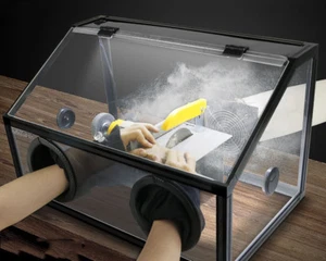 Enclosed Electric Grinding Polisher Acrylic Dust Box Cover with LED w/ Fan AU - Picture 1 of 11