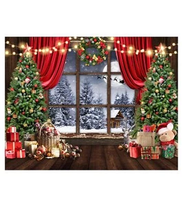 6x4Ft Christmas Backdrop Winter Xmas Tree Holiday Family Party Photo Decor - Picture 1 of 5