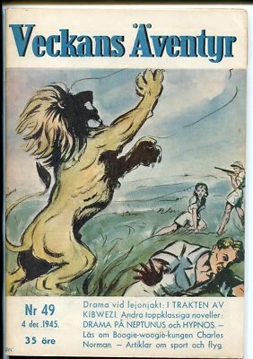 Veckans Aventyr Vol. 6 #49 1945-sueco-cómics-pulp stories-Batman-Superman-VF Foto 1 de 2