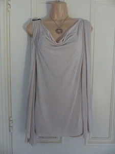 French Connection XS BNWT beige viscose top, sleeveless, sequinned wide straps - Foto 1 di 11