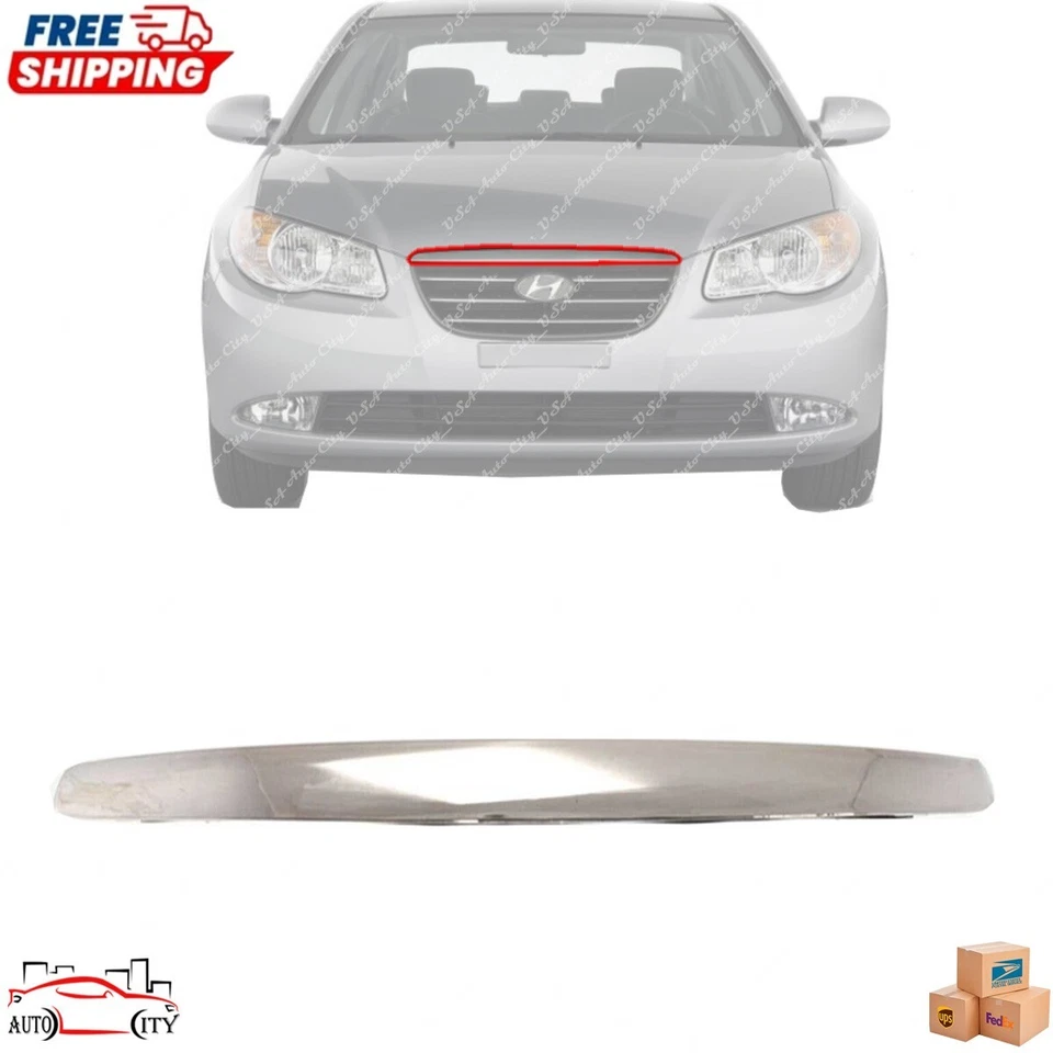 New Front Chrome Hood Molding Trim Molding For 2006-2001 Hyundai Elantra Sedan Foto 1 de 4