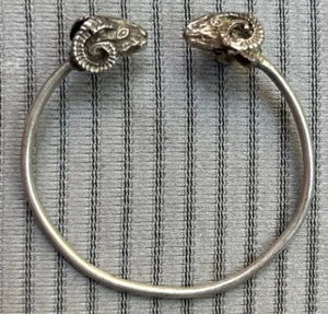Vintage Victorian Sterling Silver Cuff Bracelet with Rams Head 7.5” - Picture 1 of 8