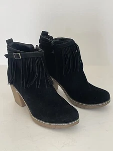 Damen-Stiefeletten schwarz Wildleder Fransen Nature Breeze Größe 10 - Bild 1 von 10