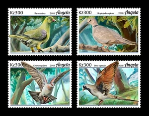 Pigeons Birds MNH Stamps 2018 Angola 4 Single Stamps - Picture 1 of 1