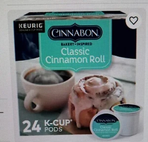 24 Count Cinnabon Classic Cinnamon Roll Light Roast Keurig K-Cups Coffee Pods  - Picture 1 of 1