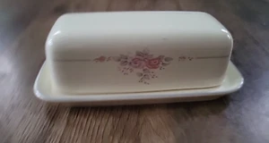 Vintage Pfaltzgraff TROUSSEAU Covered Butter Dish Flowers - Picture 1 of 7