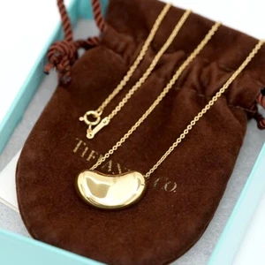 Tiffany & Co. Large Bean Necklace 16" 18k Yellow Gold Peretti Auth w/Box #9389 - Picture 1 of 9