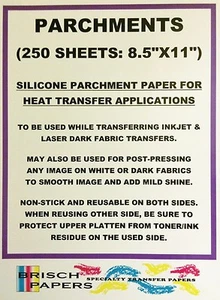 SILICONE PARCHMENT PAPER FOR HEAT TRANSFER APPLICATIONS (8.5"x11") 250 SHEETS - Picture 1 of 2