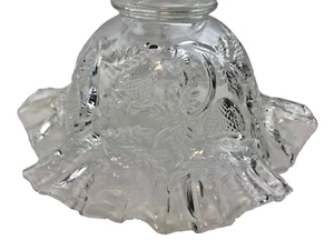 Vintage Fenton Glass Clear Strawberry & Leaf Ruffled Edge Bowl 3" H x 5" W-1980s - Picture 1 of 4