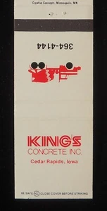 80er Jahre? King's Concrete Cement Truck Cedar Rapids IA Linn Co Matchbook Iowa - Bild 1 von 2