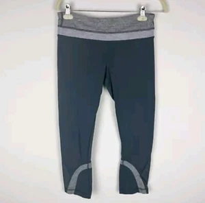 Leggings Lululemon Run Inspire Crop II grigio e bianco taglia 8 Mgd - Foto 1 di 5