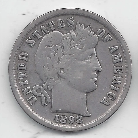 1898 Liberty Head Barber Dime VF Lot 534 Cover