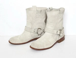 MAISON MARTIN MARGIELA distressed ivory suede biker cowboy buckle boot IT39 UK6 - Picture 1 of 9