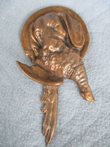 Altes Bronzerelief Jagdhund Setter mit Beute Truthahn - Bild 1 von 3
