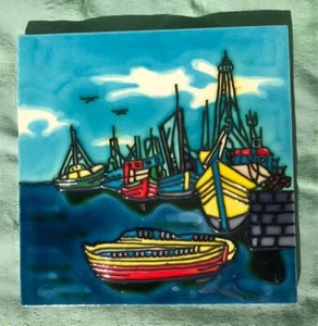 Sailing Nautical Tile/Trivet Art of Boats in a Harbor Chesapeake Bay MIB - Picture 1 of 6