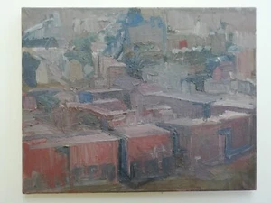 CHRISTINE McCAUSLAND 1944-2020 - CITY SCAPE - OIL ON CANVAS - 19x15 INCH - 1970s - Picture 1 of 15