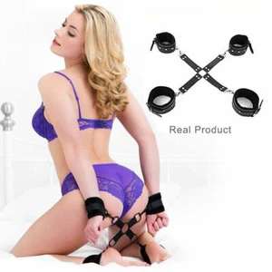 Hogtie Bondage Manette sadomaso Croce BDSM Cavigliere e polsini Costrittivo sex - Foto 1 di 12
