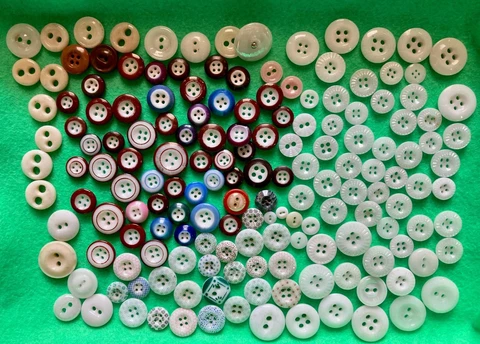 Vintage Mixed Lot 160+ China Buttons White Pie Crust Ringers Calico Multi Color Cover