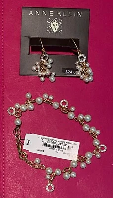 Anne Klein шикарный жемчуг и золото браслет и серьги комплект новый рекомендуемая розничная цена производителя $62  - Изображение 1 из 2