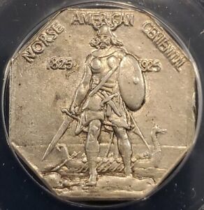 1925 Norse American Medal, Thick   ANACS AU 58 DETAILS CLEANED