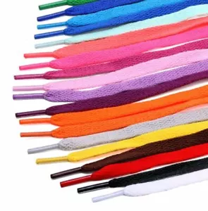 Shoe Laces Pair Flat Coloured Boot Ties Short Long Kids Adult Trainer 8mm Wide - Picture 1 of 30