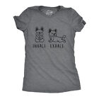 Damski t-shirt Inhale Exhale Buldog francuski Śmieszny Pierdzenie Joga Kochanek szczeniaka Pies