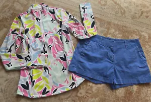 WOMENS VINEYARD VINE BLUE SHORTS 2 TOMMY BAHAMA GOLF JACKET XS COLORFUL 1/4 ZIP - Picture 1 of 5