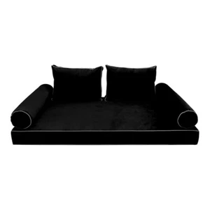 Style V1 Twin Contrast Velvet Indoor Daybed Mattress Pillow Complete Set AD374 - Picture 1 of 12