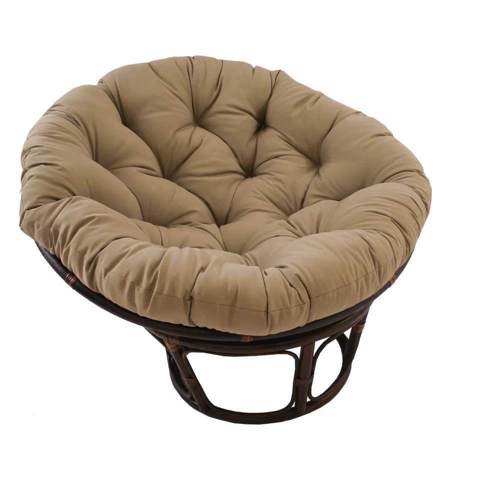 International Caravan Rattan Papasan Chair With Solid Twill Cushion Toffee