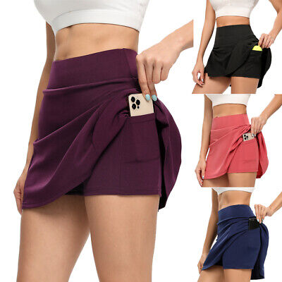 Womens Pleated Tennis Skirts With Pockets Shorts Athletic Golf Skorts Activewear • 10.98€
