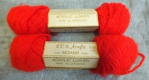 Lot of 2 skeins red yarn 100% acrylic with mohair look no dye or color lot - Picture 1 of 2