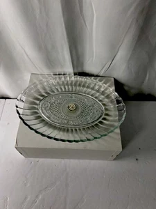 Vintage Crystal Clear Japan Pressed Glass Oval Serving - 11” Ribbed Edge Platter - Picture 1 of 7