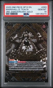 PSA 10 GM One Piece Marshall.D.Teach SP Gold 3° Anniversario OP09-093 Inglese - Foto 1 di 2