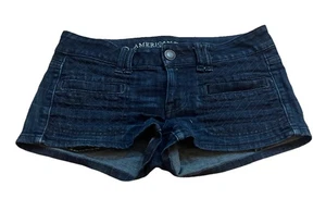 American Eagle Shorts Womens 2 Blue Denim High Rise Stretch Distressed Jean - Picture 1 of 4